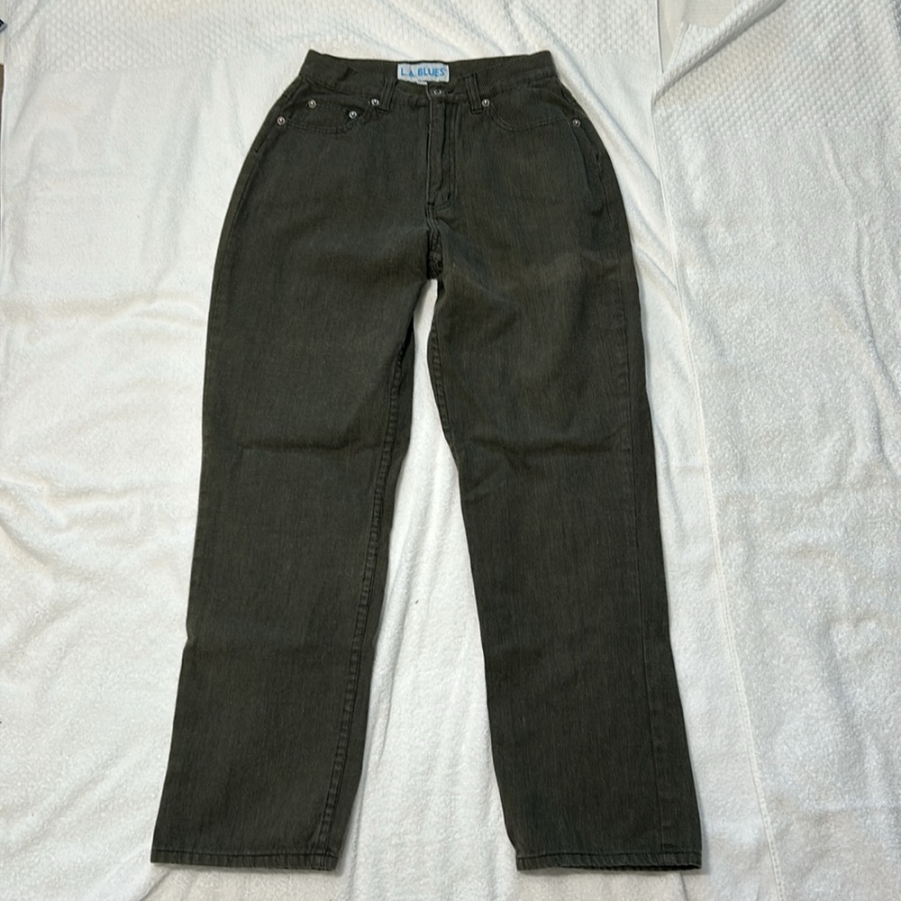 Vintage 90s LA Blues 100% Cotton 5-pocket High-Rise Green/Brown Jeans Size 6